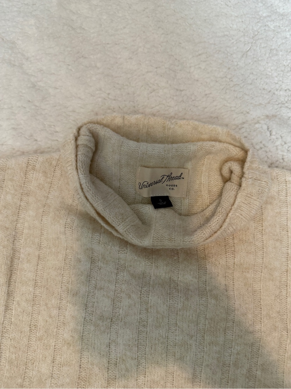 Universal Thread Cream Ribbed Turtleneck Sweater - Picture 2 of 2